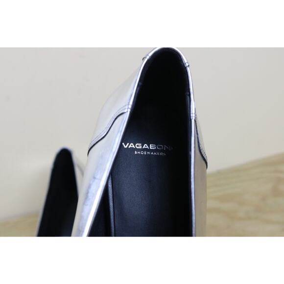 New Vagabond Shoes Womens 9 Silver Leather Lykke Point Toe Buckle Kitten Heel - Picture 5 of 8